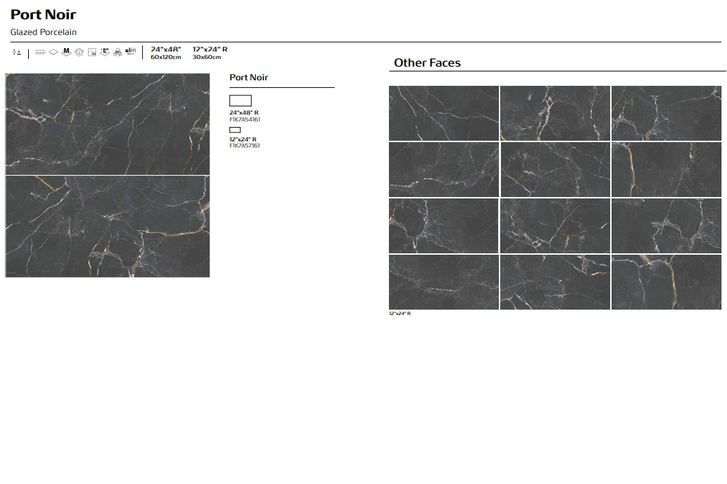 Port Noir - Black TILE 12x24 and 24x48 in stock