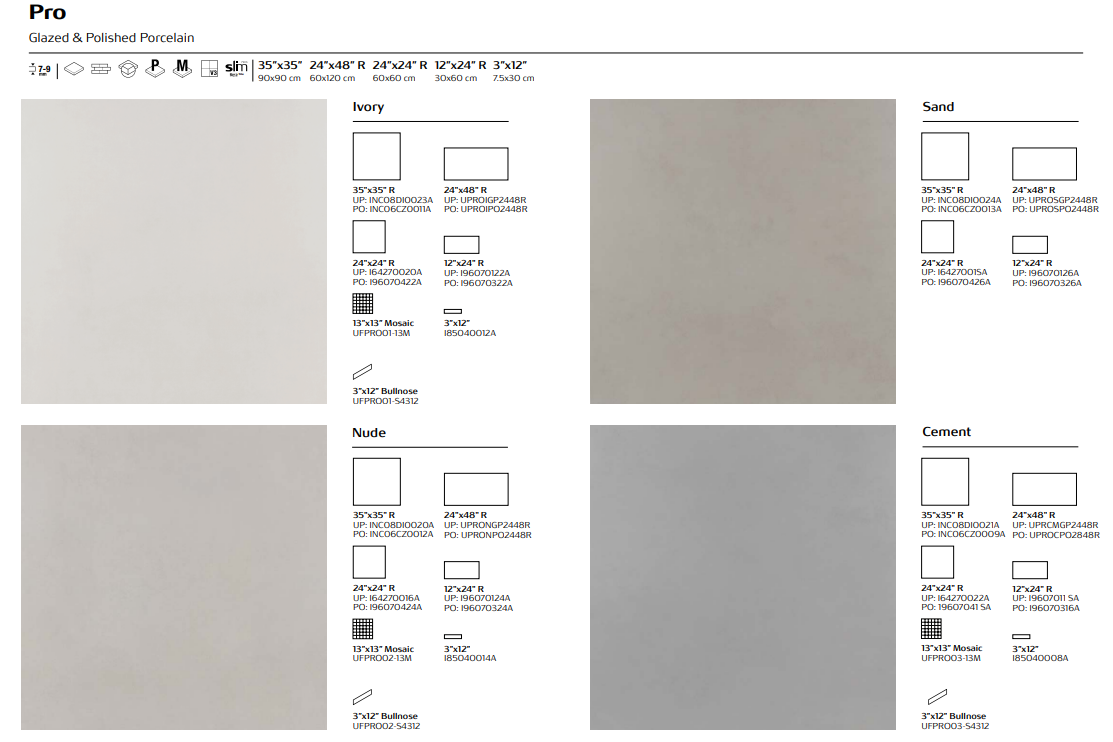 The PRO Collection - Polished & Unpolished Porcelain Tiles