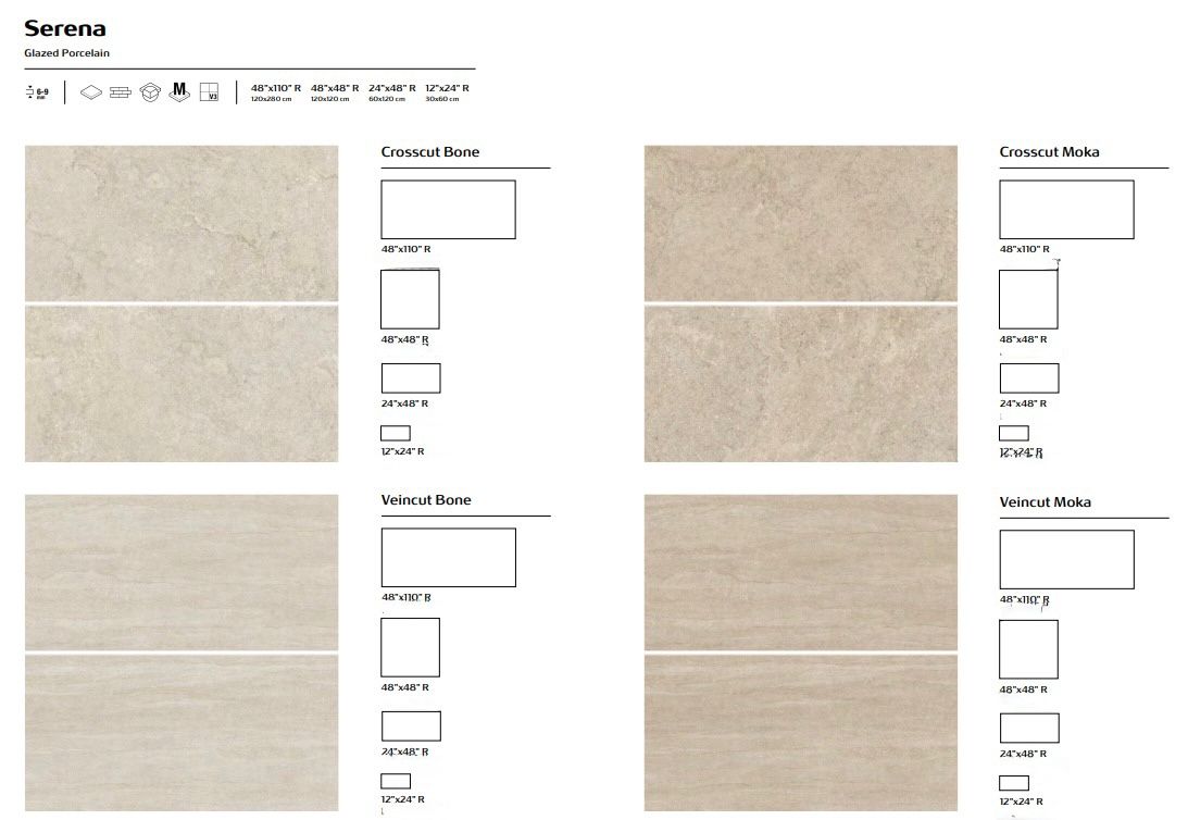 Serena Collection – Natural Stone‑Look Porcelain Tile 12x24 - 48x48