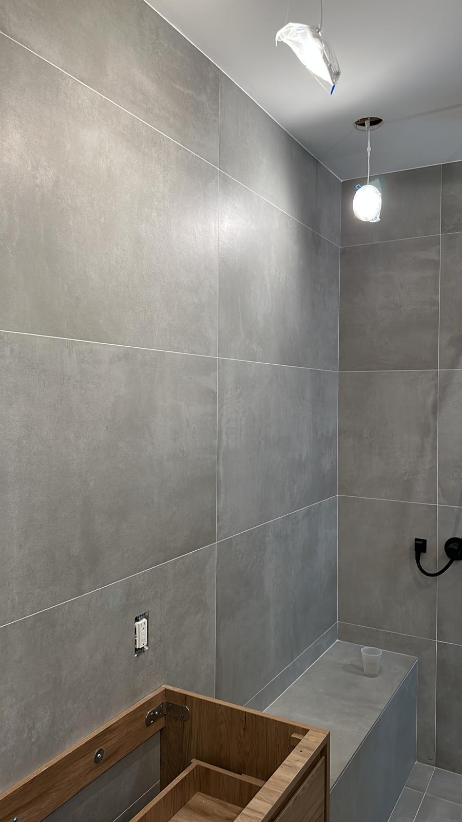 Bathroom tile, bathroom renovation, grey bathroom tile, modern bathroom.
